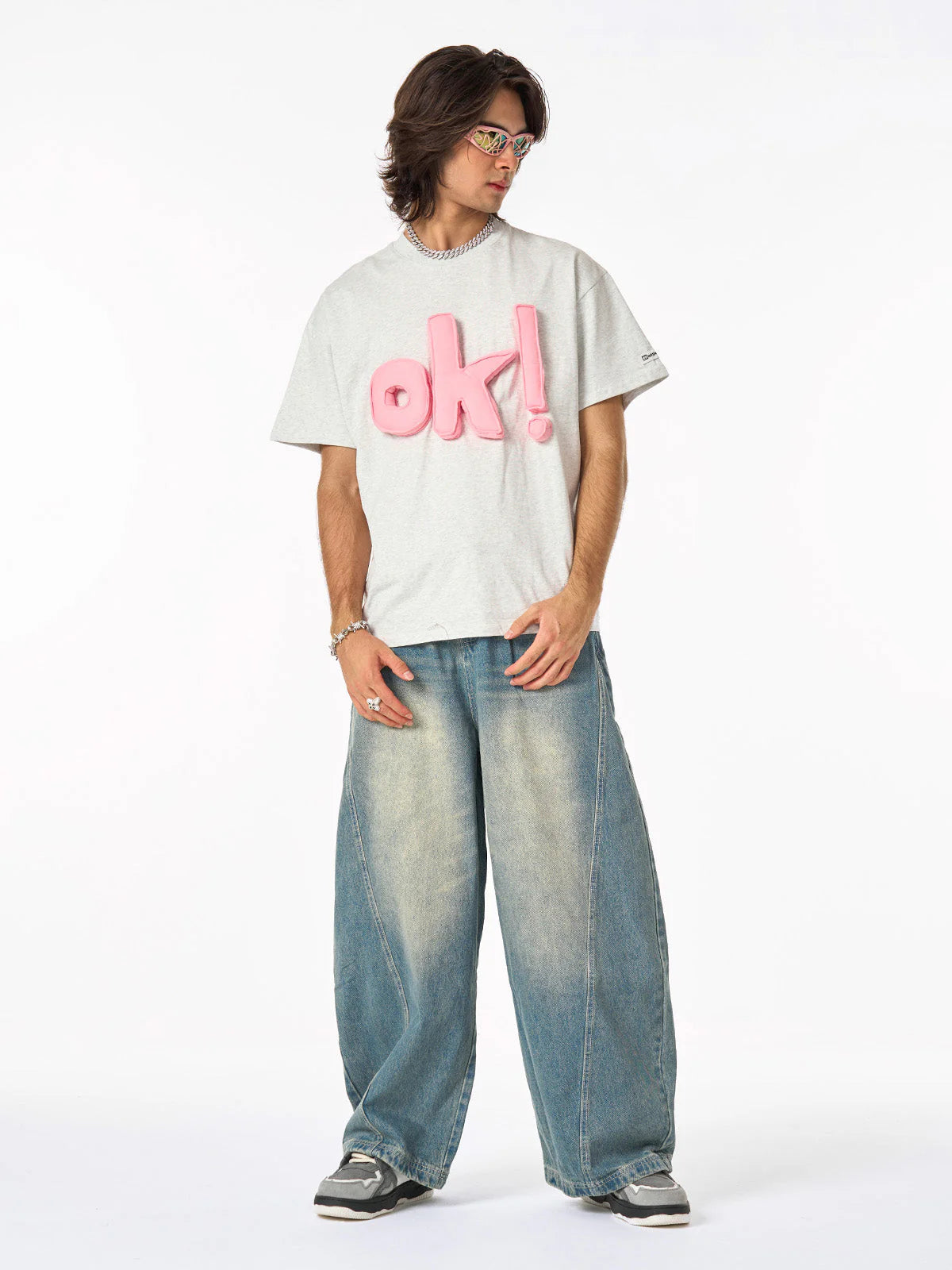 Graphic OK! Slogan Cotton T-Shirt