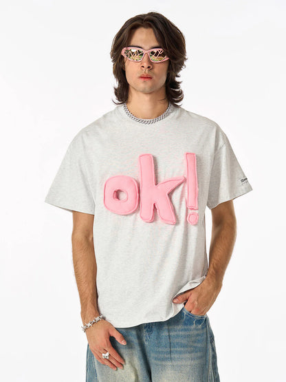 Graphic OK! Slogan Cotton T-Shirt